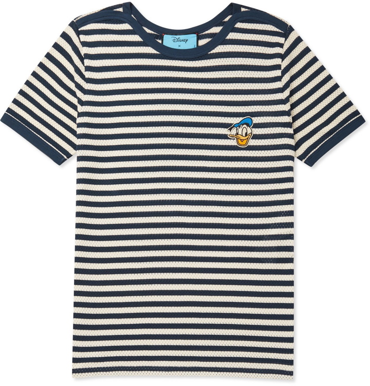 Photo: GUCCI - Disney Appliquéd Striped Perforated Cotton T-Shirt - Multi