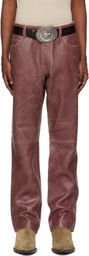 GUESS USA Burgundy Crackle Leather Pants