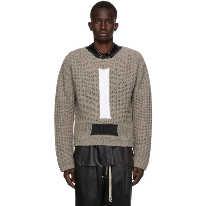 Photo: Rick Owens Grey Wool Cable Knit Sweater