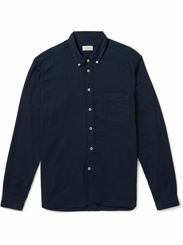 Photo: Altea - Holborn Button-Down Collar Cotton and Modal-Blend Flannel Shirt - Blue