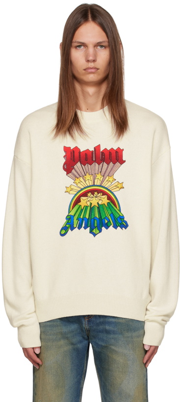Photo: Palm Angels White Graphic Sweater