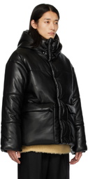Nanushka Black Hide Vegan Leather Puffer Jacket