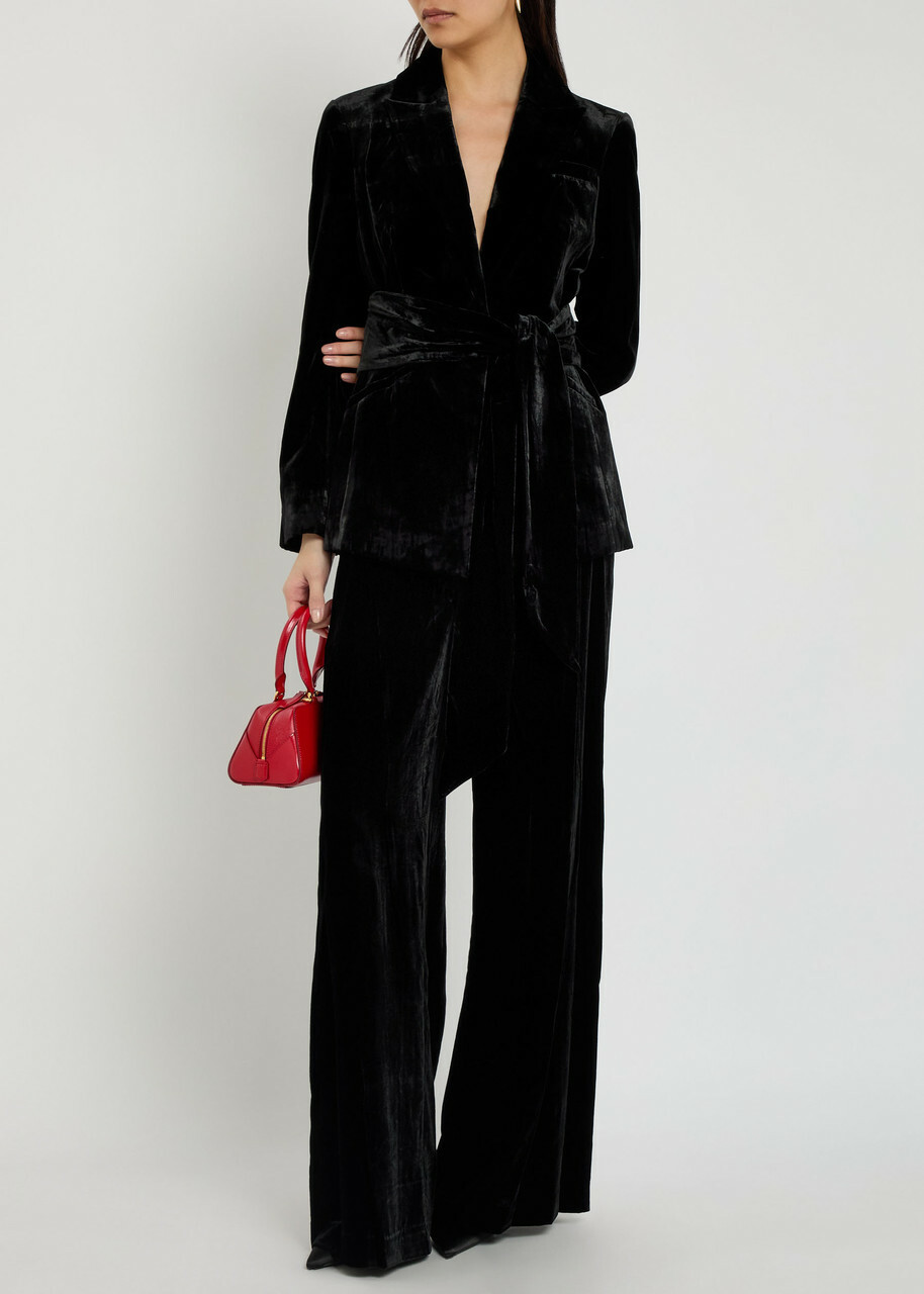 Veronica Beard Issel Belted Velour Jacket Black