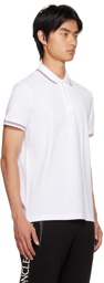 Moncler White Spread Collar Polo