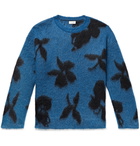 SAINT LAURENT - Mohair-Blend Jacquard Sweater - Blue