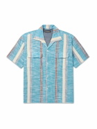 Monitaly - 50s Milano Camp-Collar Cotton-Jacquard Shirt - Blue