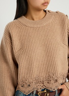 Chloe Lace-trim Wool and Cashmere-blend Jumper Brown