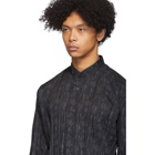 Issey Miyake Men Black and Grey Collarless Shirt