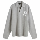 Represent Men's Knitted Boucle Knit Polo in Grey