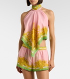 Versace Printed cotton and silk voile top