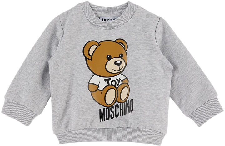 Photo: Moschino Baby Gray Teddy Bear Sweatshirt