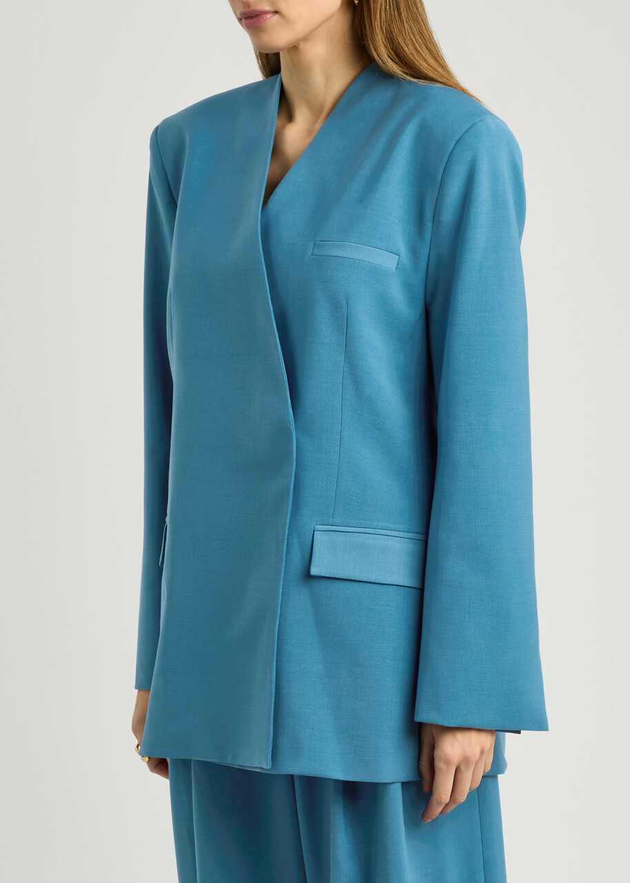 Esse Studios Homme Double-breasted Woven Blazer Blue