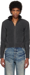 Fax Copy Express Gray Fleece Zip-Up Jacket