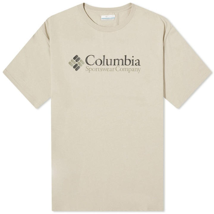 Photo: Columbia Men's Retro Logo T-Shirt in Ancient Fossil