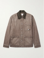 Bottega Veneta - Logo-Appliquéd Suede-Trimmed Denim Jacket - Brown