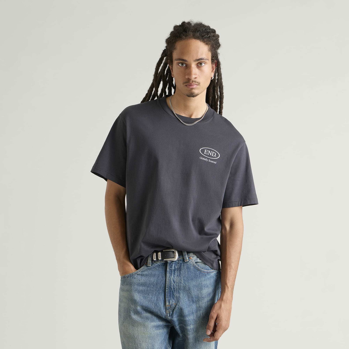 END. Worn Established T-shirt in Cinder Black