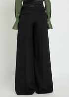 Erdem Layered Wide-leg Silk-blend and Wool Trousers Black