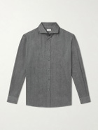 Brunello Cucinelli - Herringbone Cotton and Lyocell-Blend Shirt - Gray