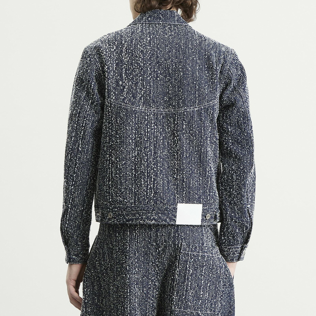Sage Nation Men's Needle Punch Denim Jiji Jacket in Indigo Needle Punch