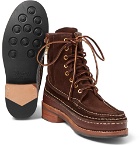 visvim - Grizzly Leather-Trimmed Suede Boots - Men - Dark brown
