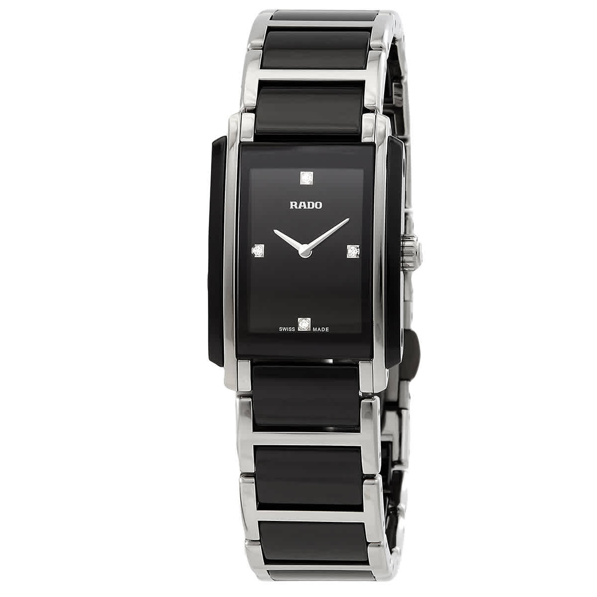 Rado Integral Quartz Black Dial Black Ceramic Ladies Watch R20613712 Rado