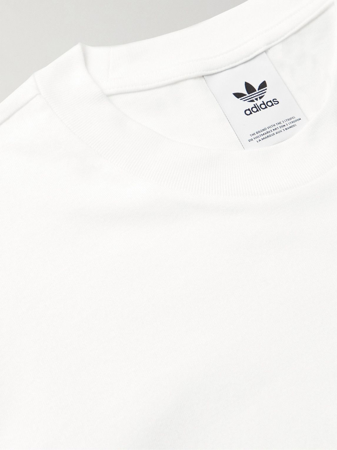 adidas Originals - Area adidas White T-Shirt Originals 33 Logo-Embroidered Layered Cotton-Jersey 