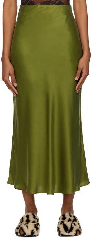 Photo: Silk Laundry Green Bias Cut Midi Skirt