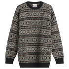 Jamieson's of Shetland Men's Jamiesons of Shetland Fair Isle Crew Knit in New Pattern Black/Pink