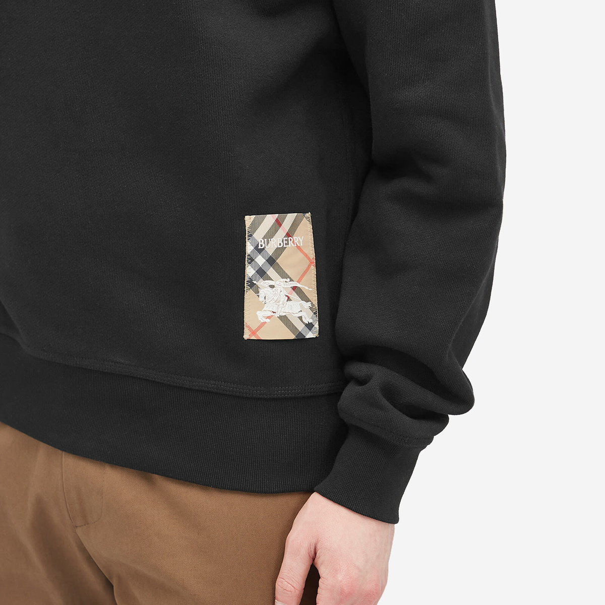 Burberry Men's Check Label Sweatshirt in Black Burberry