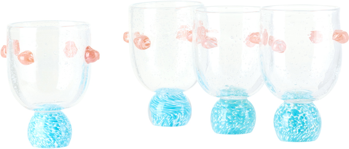Laetitia Rouget Blue & Pink Dotty Cocktail Glasses, 4 pcs