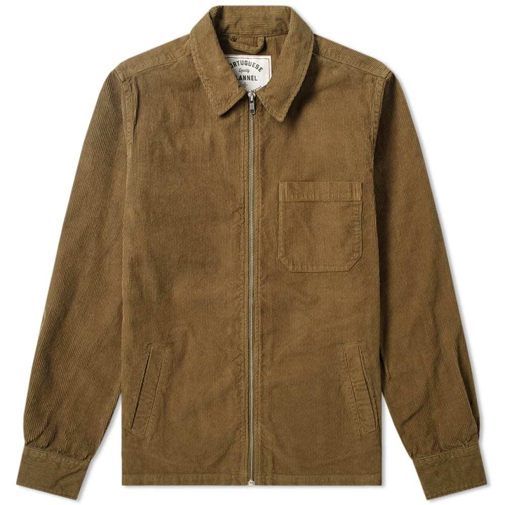 Photo: Portuguese Flannel Fecho Corduroy Zip Shirt Jacket Olive