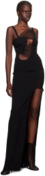 Nensi Dojaka Black Asymmetrical Maxi Dress
