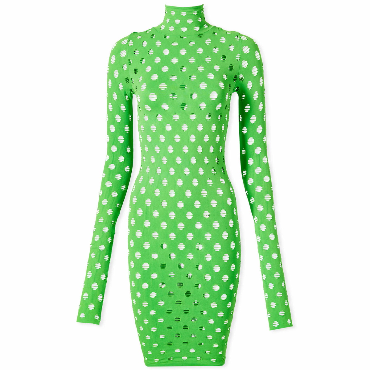 Maisie Wilen Women's Perforated Turtleneck Mini Dress in Chartreuse ...