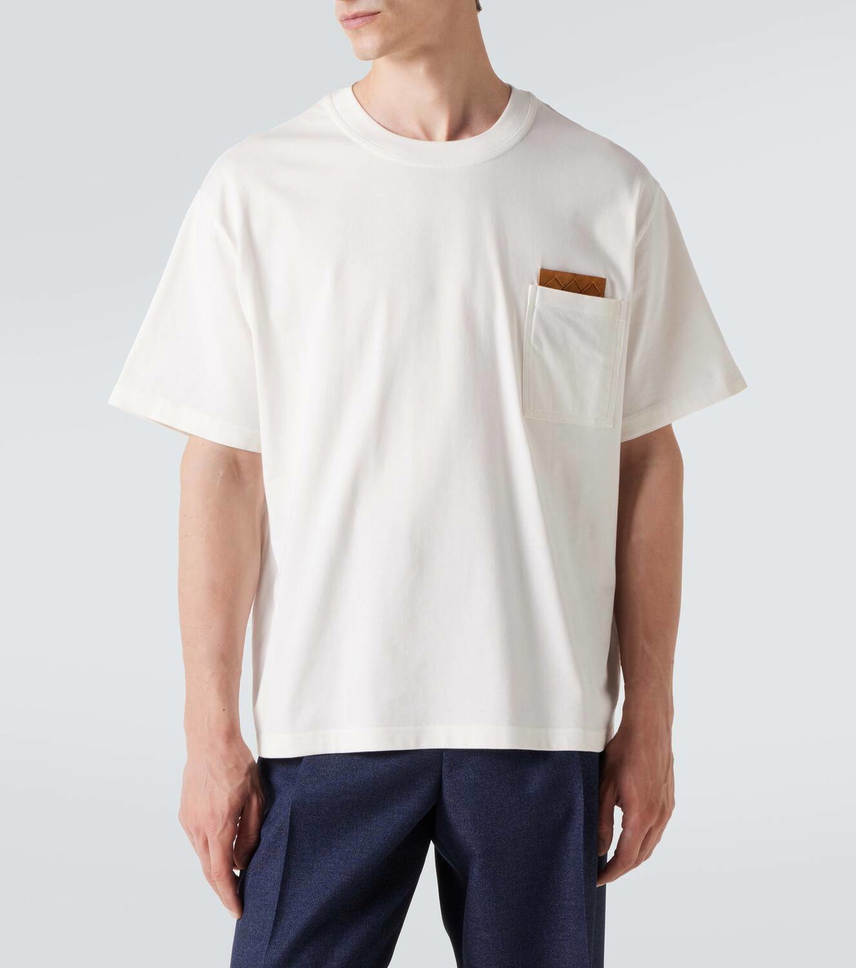 【Bottega Veneta】 Suede-trimmedコットンジャージTシャツ Bottega Veneta Suede-trimmed cotton jersey T-shirt Bottega