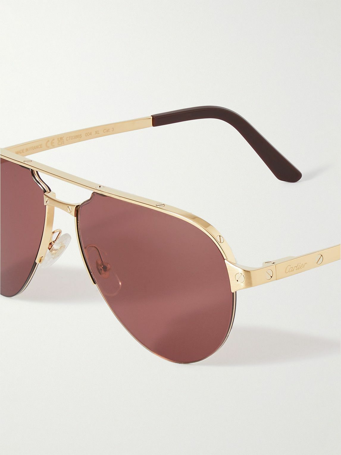 Cartier トリニティ アビエーターサングラス ゴールド Cartier Eyewear - Aviator-Style Gold-Tone Sunglasses Cartier