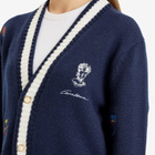 Casablanca Women's Cashmere Embroidered Cardigan in Navy/White