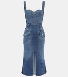 Alexander McQueen Corset denim midi dress