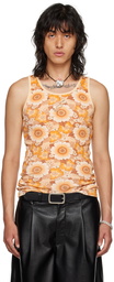 LU'U DAN Orange Floral Tank Top