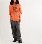 BALENCIAGA - Oversized Printed Jersey T-Shirt - Orange