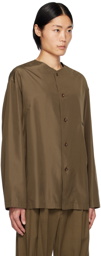 LEMAIRE Brown Collarless Relaxed Shirt