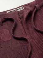 Kartik Research - Judo Belted Upcycled Textured-Cotton Trousers - Burgundy