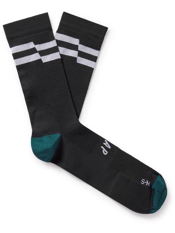 Photo: MAAP - Emblem Striped Meryl Skinlife Stretch-Knit Cycling Socks - Black