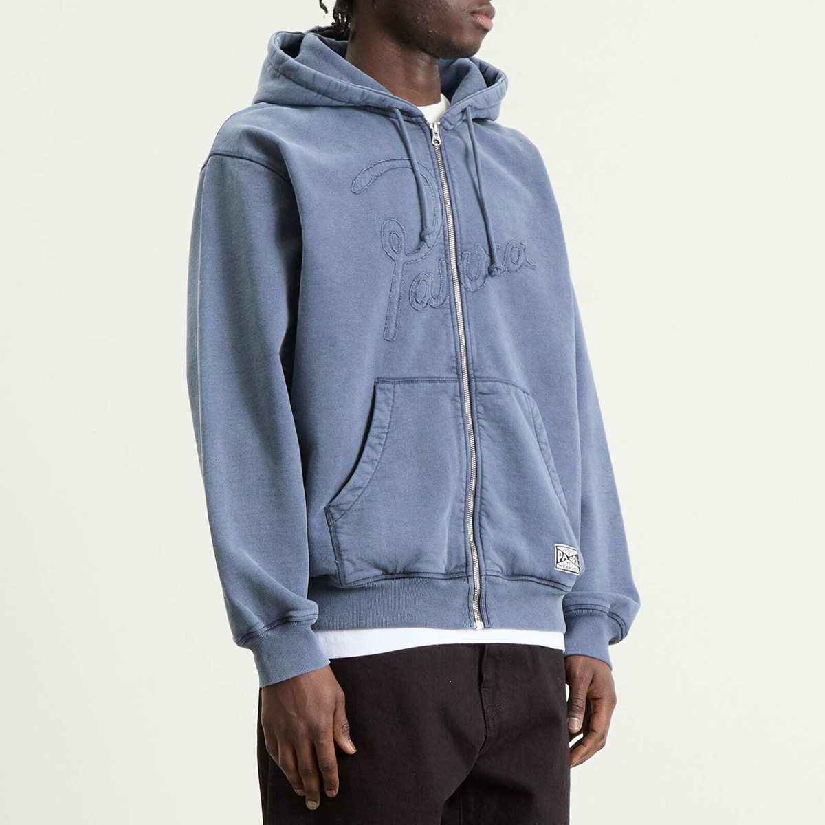 By Parra Men's Not Fade Away Zip Hoodie in Washed Dark Grey