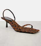 Saint Laurent Jaspe 55 leopard-print grosgrain sandals