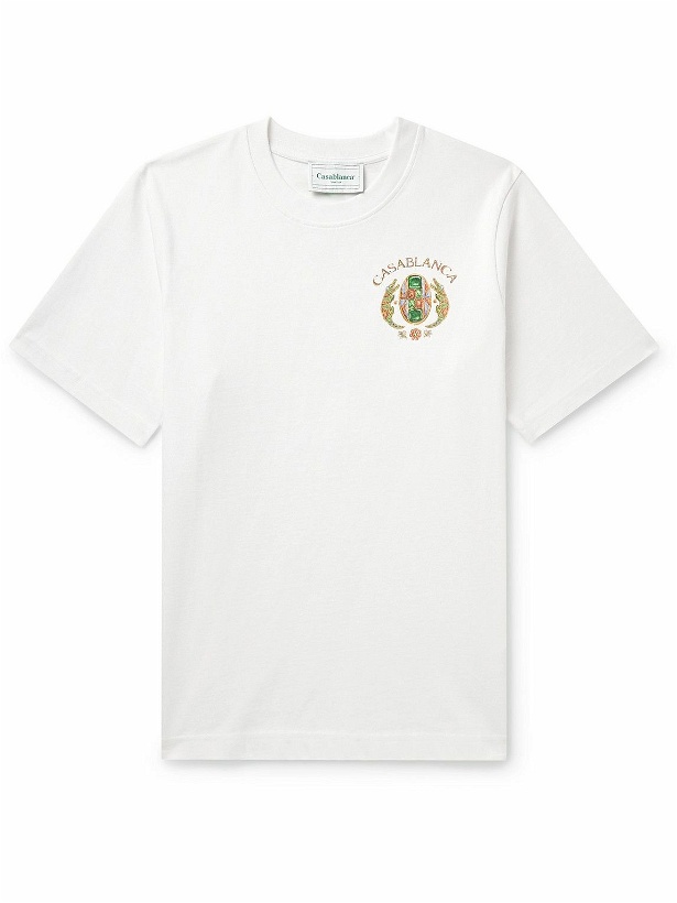Photo: Casablanca - Joyaux D’Afrique Tennis Club Logo-Print Organic Cotton-Jersey T-Shirt - White