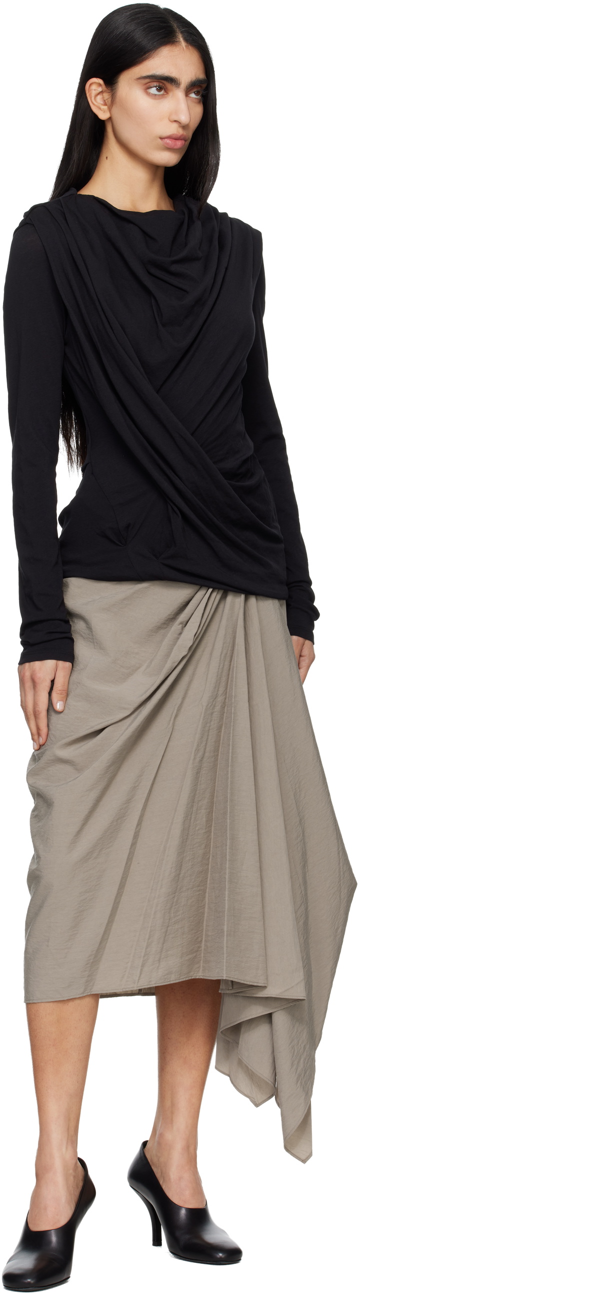 Entire Studios Taupe Fleur Midi Skirt