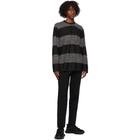 mastermind WORLD Black and Grey Striped Long Sleeve T-Shirt