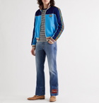 GUCCI - Striped Webbing-Trimmed Colour-Block Tech-Jersey Track Jacket - Blue