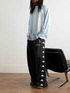 Acne Studios - Kappa Wide-Leg Webbing-Trimmed Logo-Embroidered Tech-Jersey Track Pants - Black