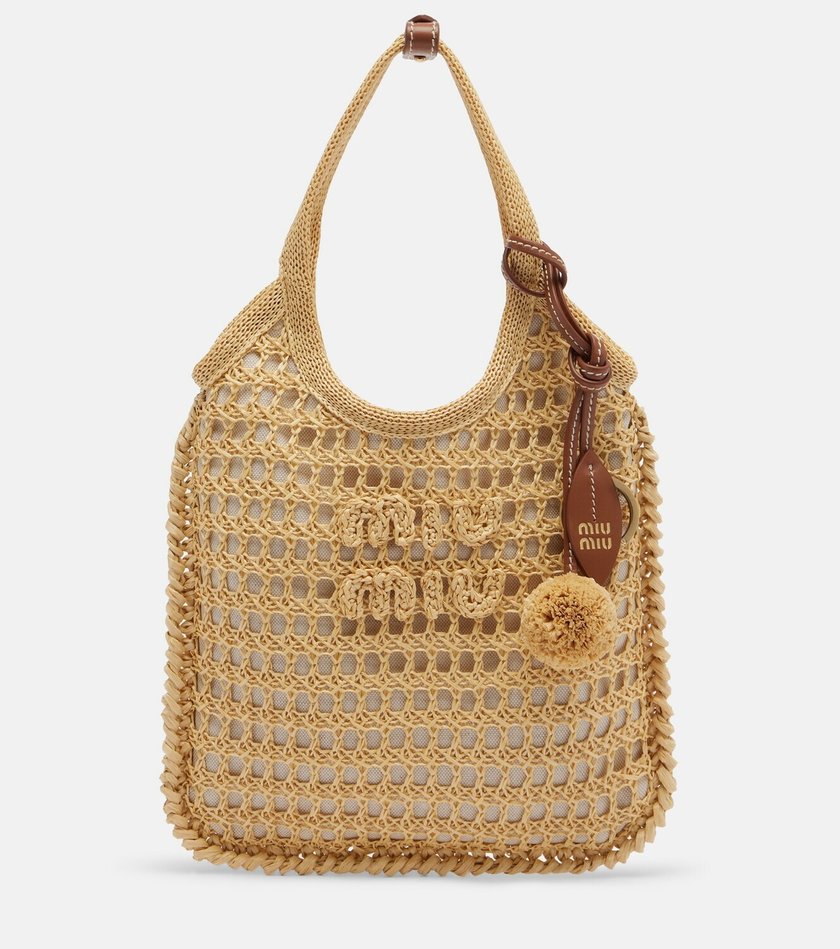 Miu Miu Ivy crochet raffia shoulder bag